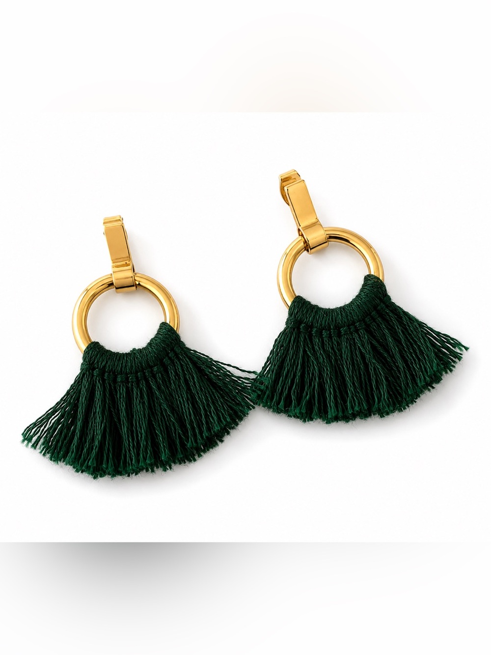 Madewell Tassel Hoop Earrings-Deep Green